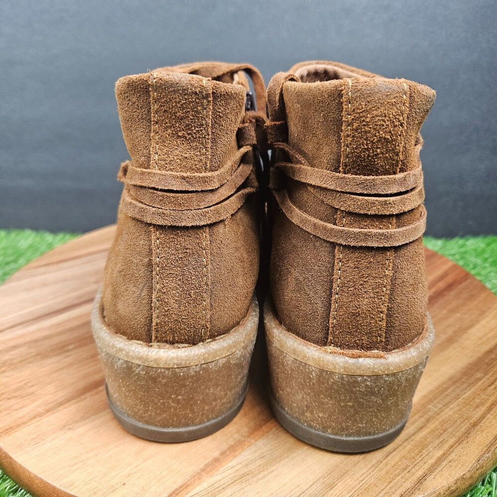 Born Viana Boots Womens Size 9.5 Brown Suede Wedge Ankle Zip Comfortable Shoes - Picture 3 of 11